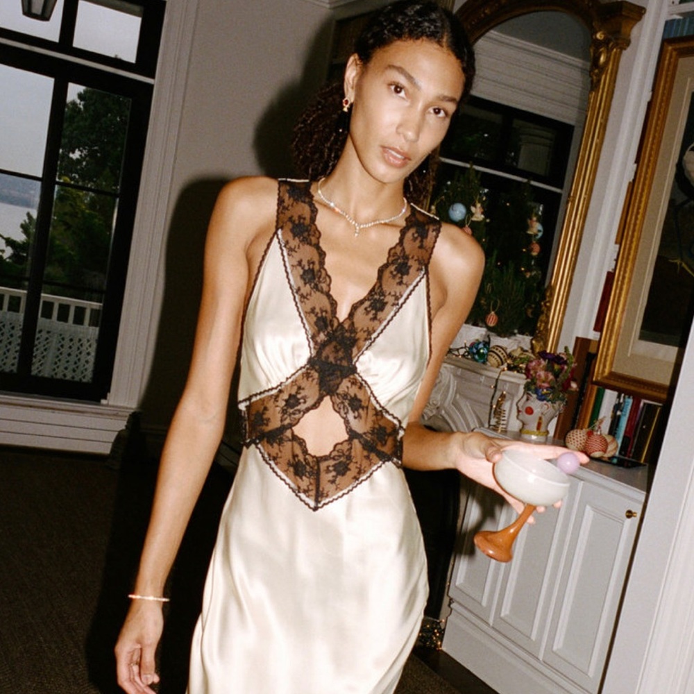 SIR
Willa Lace-Trimmed Cutout Silk Maxi Dress